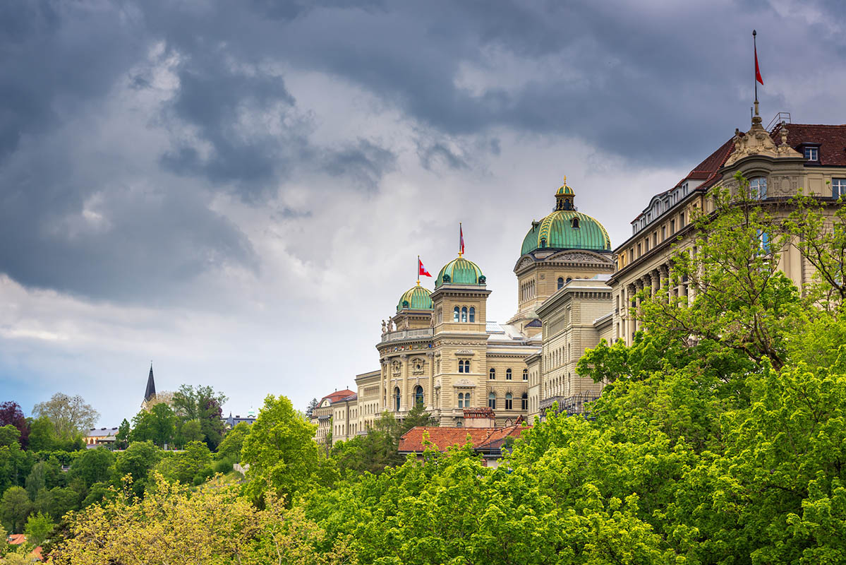 Cityscape and Historical Architecture of Bern, Switzerland., Capital City Landscape Scenery and Travel Destination in Swiss, Building/Landmark.
